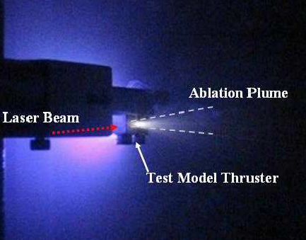 パルスレーザー推進の実験の様子