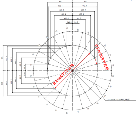 アンカーボルト割付図（計24本）